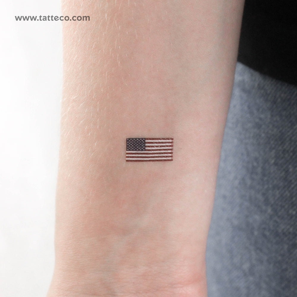 Small USA Flag Temporary Tattoo - Set of 3