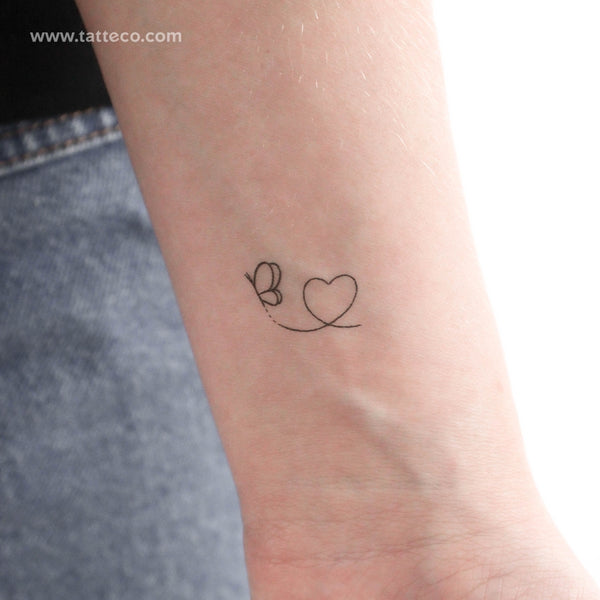 Butterfly Heart Temporary Tattoo - Set of 3