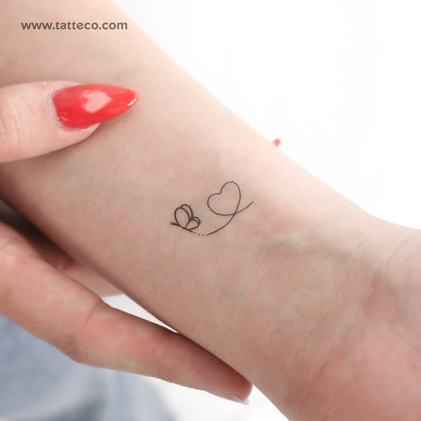 Butterfly Heart Temporary Tattoo - Set of 3