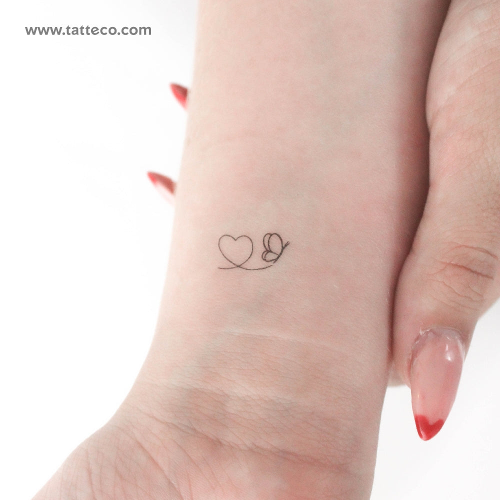 Tiny Butterfly Heart Temporary Tattoo - Set of 3