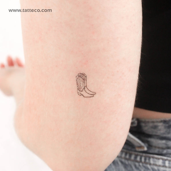 Cowboy Boot Couple Temporary Tattoo - Set of 3