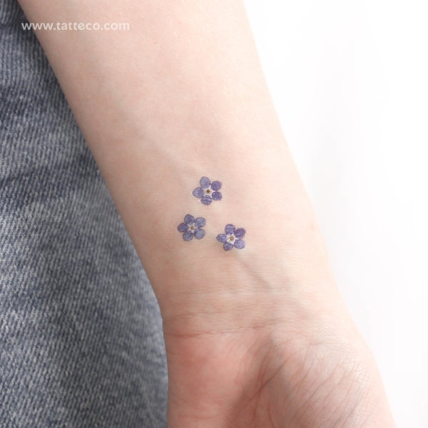 Three Forget-me-not Flowers Temporary Tattoo - Set of 3