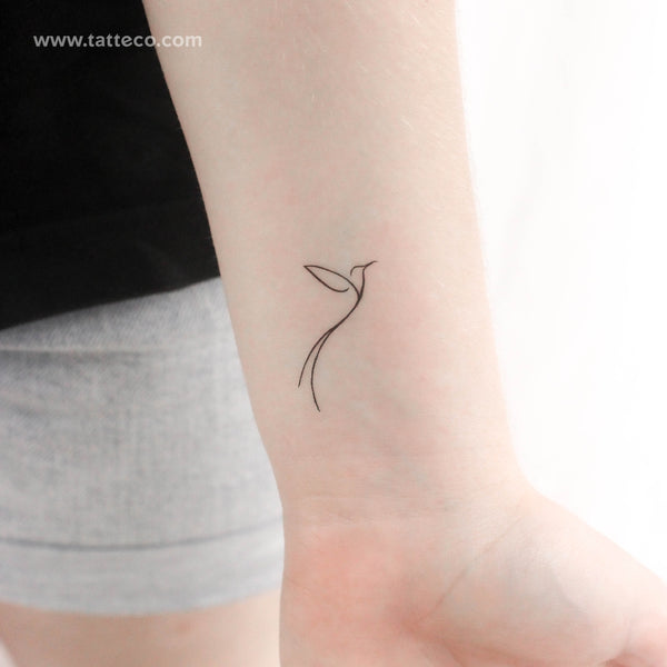 Minimalist Long Tailed Hummingbird Temporary Tattoo - Set of 3