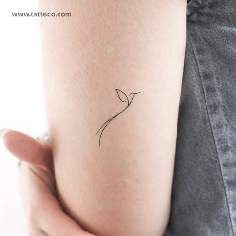 Minimalist Long Tailed Hummingbird Temporary Tattoo - Set of 3