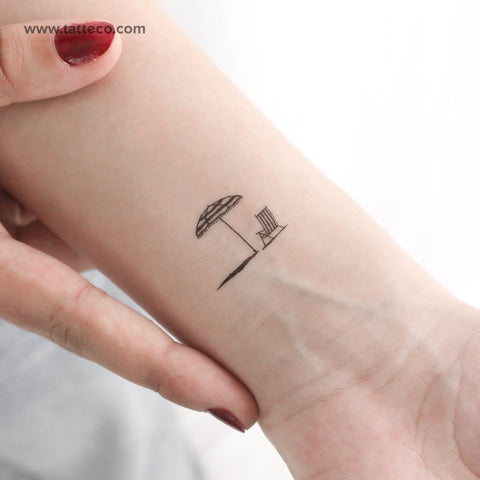 Parasol And Beach Chair Temporary Tattoo - Set of 3