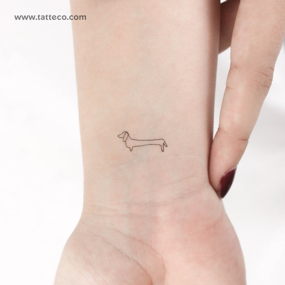 Single Line Dachshund Temporary Tattoo - Set of 3