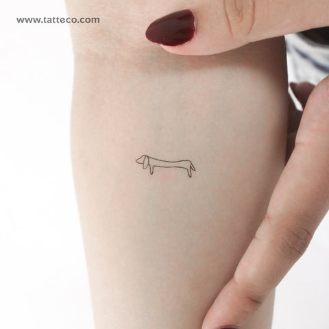 Minimalist Dachshund Temporary Tattoo - Set of 3