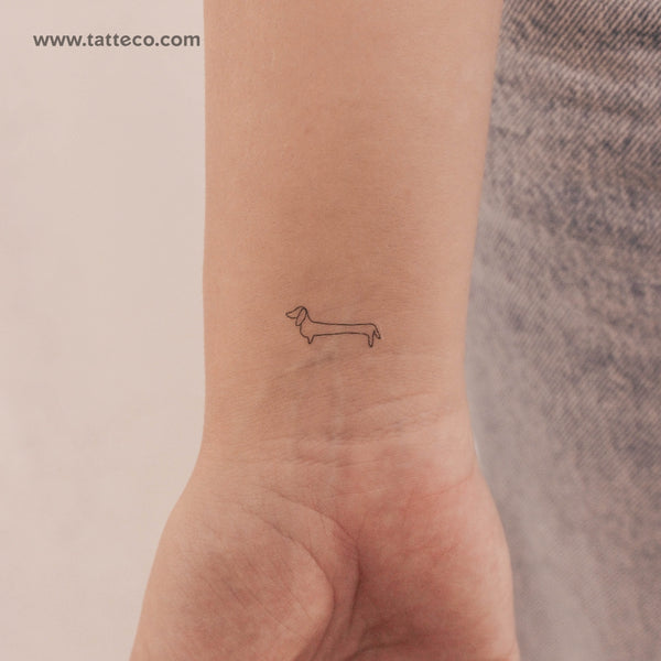 Single Line Dachshund Temporary Tattoo - Set of 3