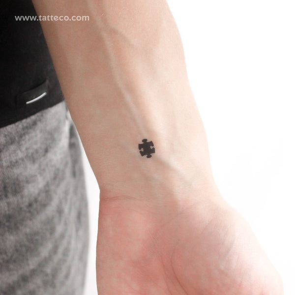 Black Puzzle Piece Temporary Tattoo - Set of 3