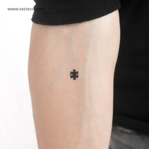 Black Puzzle Piece Temporary Tattoo - Set of 3