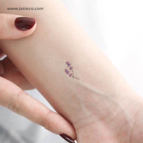 Tiny Watercolor Lavender Temporary Tattoo - Set of 3