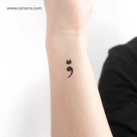 Semicolon Cat Temporary Tattoo - Set of 3