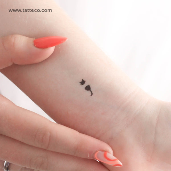 Little Cat Semicolon Temporary Tattoo - Set of 3