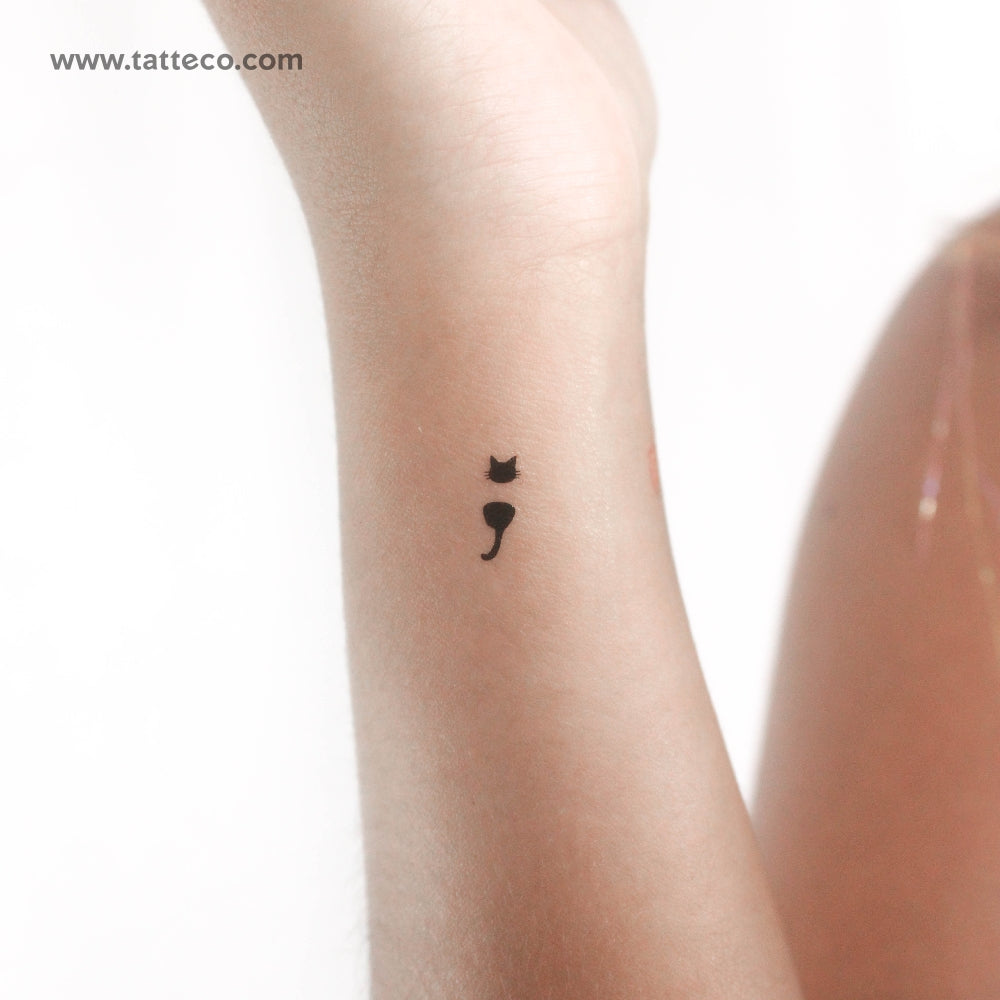 Little Cat Semicolon Temporary Tattoo - Set of 3