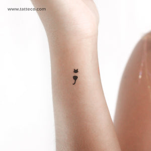 Little Cat Semicolon Temporary Tattoo - Set of 3