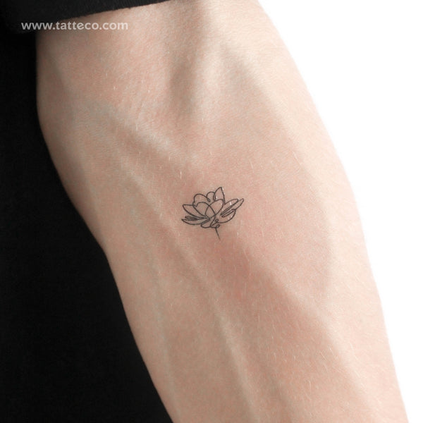 Continuous Line Lotus Temporary Tattoo - Set of 3