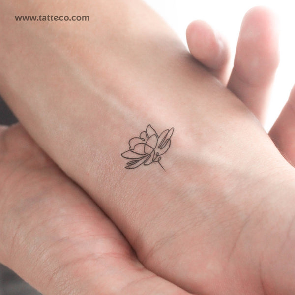 Continuous Line Lotus Temporary Tattoo - Set of 3