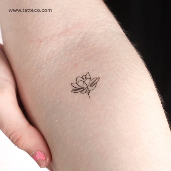 Continuous Line Lotus Temporary Tattoo - Set of 3