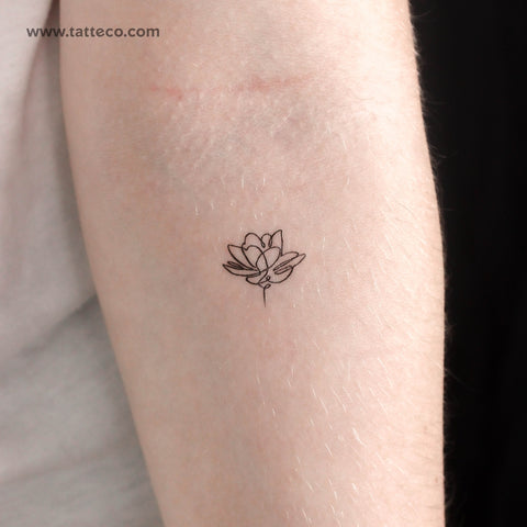 Continuous Line Lotus Temporary Tattoo - Set of 3