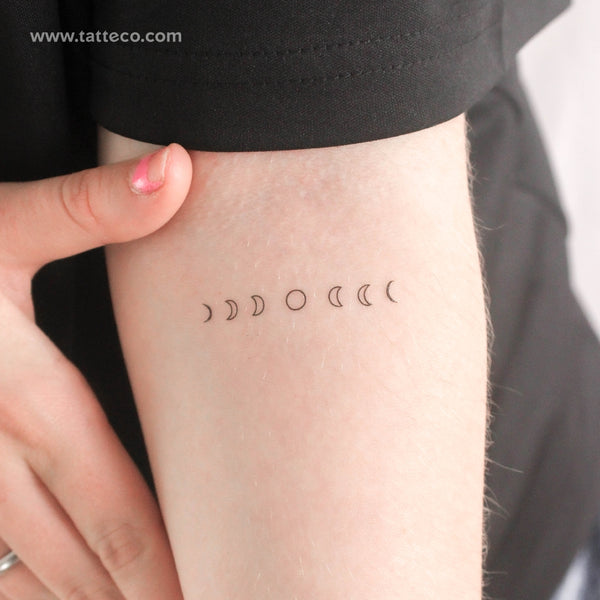 Fine Line Moon Phases Temporary Tattoo - Set of 3