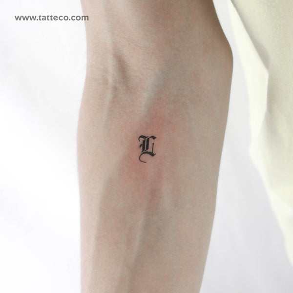 Gothic L Letter Temporary Tattoo - Set of 3