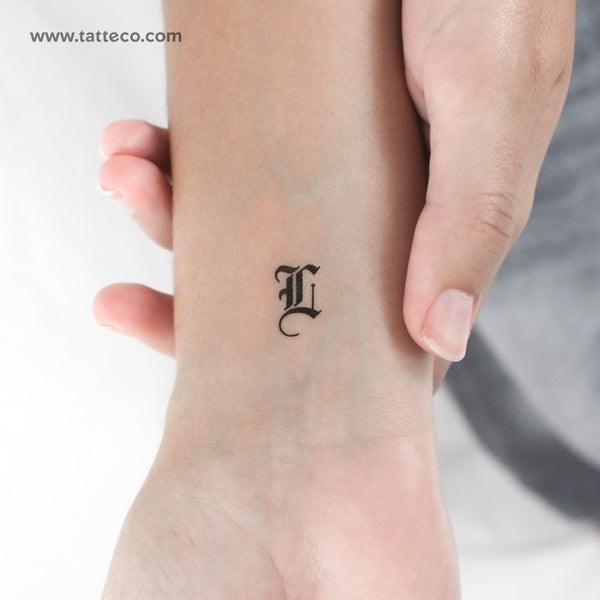 Gothic L Letter Temporary Tattoo - Set of 3