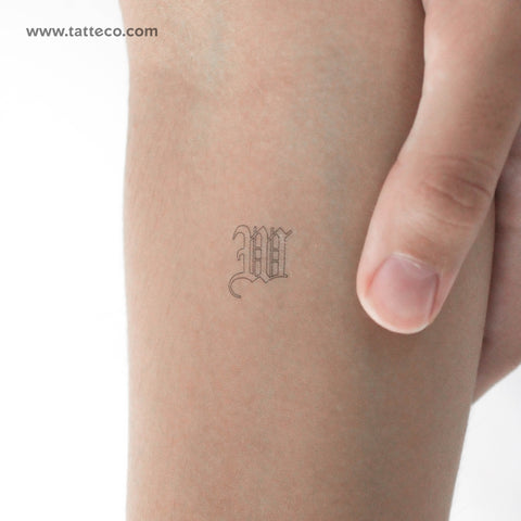 Old English W Letter Temporary Tattoo - Set of 3