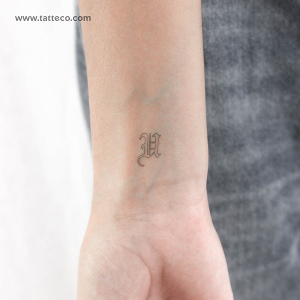 Old English U Letter Temporary Tattoo - Set of 3