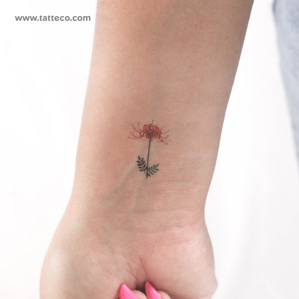 Small Red Spider Lily By Zihee Temporary Tattoo - Set of 3