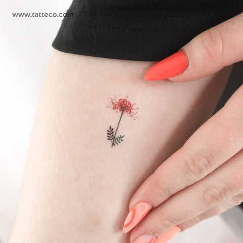 Small Red Spider Lily By Zihee Temporary Tattoo - Set of 3