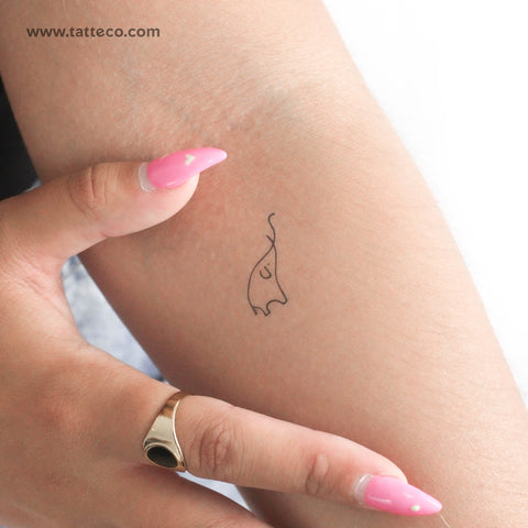 Continuous Line Elephant Temporary Tattoo - Set of 3