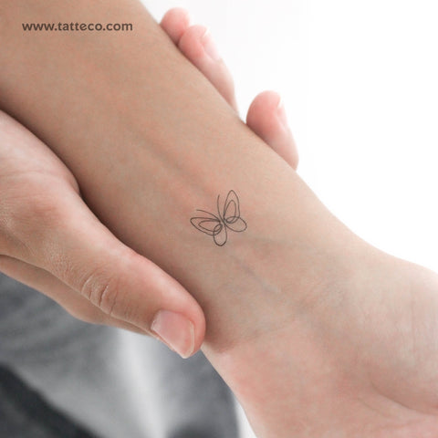 Little Single Line Butterfly Temporary Tattoo - Set of 3