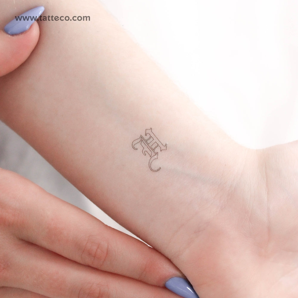 Old English H Letter Temporary Tattoo - Set of 3