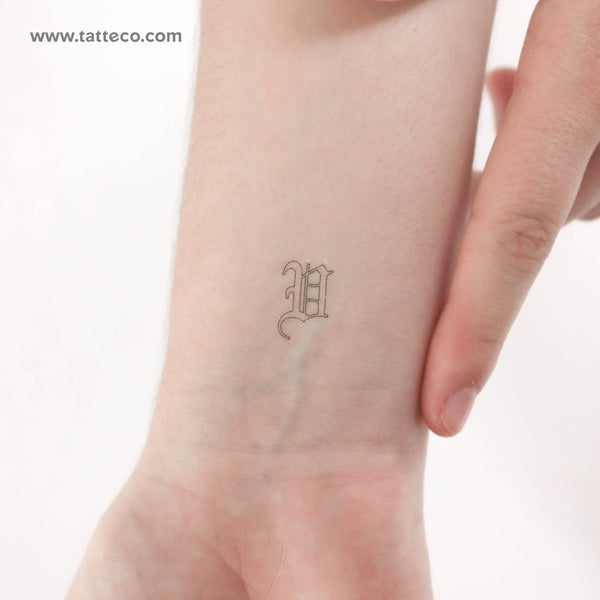 Old English V Letter Temporary Tattoo - Set of 3