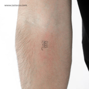 Old English V Letter Temporary Tattoo - Set of 3