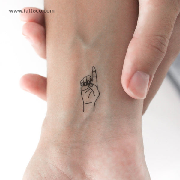 Sign Language D Temporary Tattoo - Set of 3