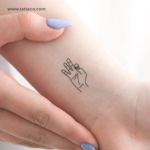 Sign Language F Temporary Tattoo - Set of 3