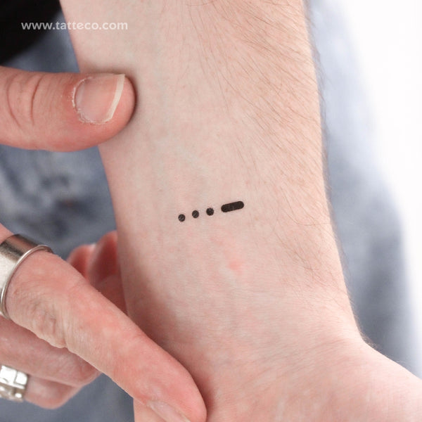 Morse Code V Temporary Tattoo - Set of 3