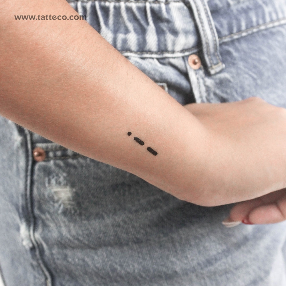 Morse Code W Temporary Tattoo - Set of 3