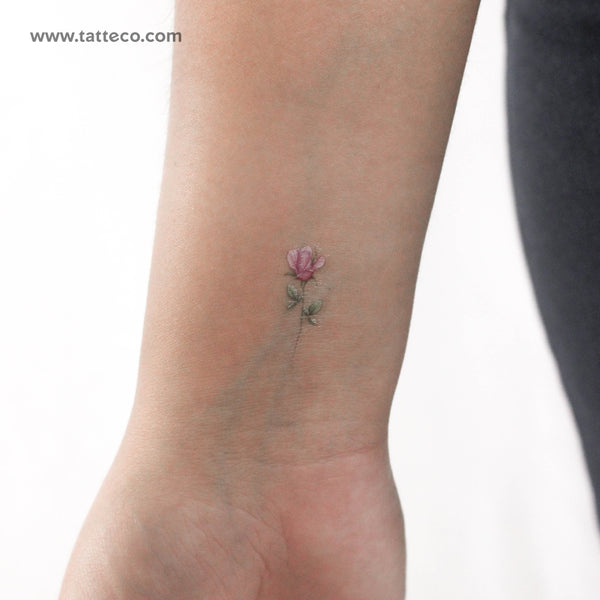 Small Pink Rose By Mini Lau Temporary Tattoo - Set of 3