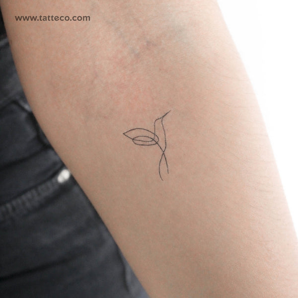 Continuous Line Hummingbird Temporary Tattoo - Set of 3