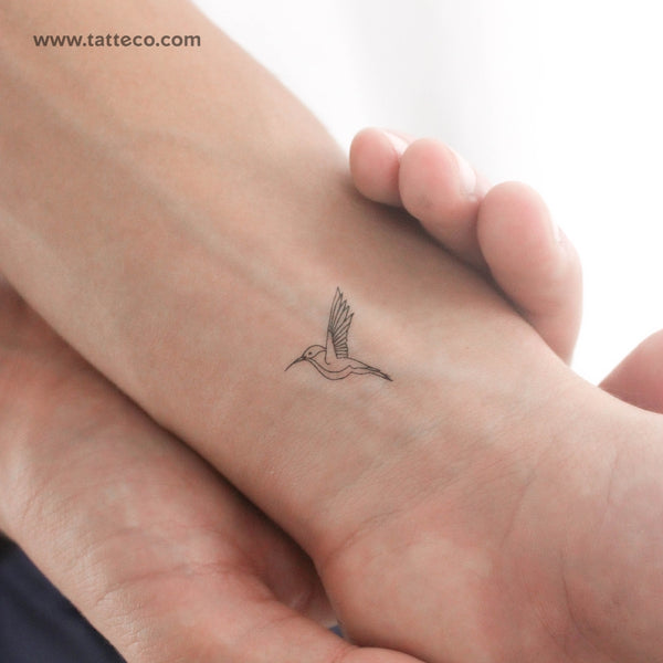 Small Fine Line Hummingbird Temporary Tattoo - Set of 3