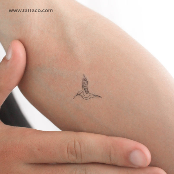 Small Fine Line Hummingbird Temporary Tattoo - Set of 3