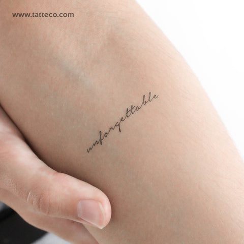 Handwritten Unforgettable Temporary Tattoo - Set of 3