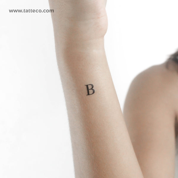 B Serif Capital Letter Temporary Tattoo - Set of 3