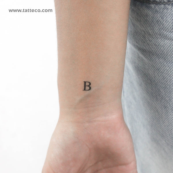 B Serif Capital Letter Temporary Tattoo - Set of 3