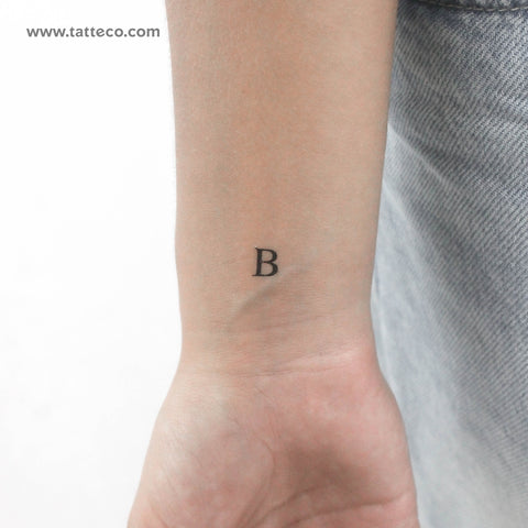 B Serif Capital Letter Temporary Tattoo - Set of 3