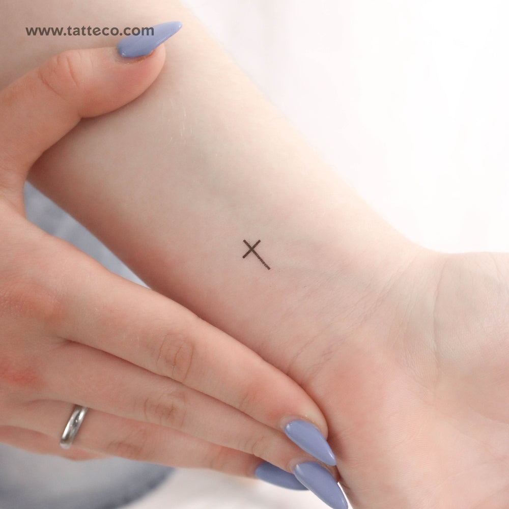 Small Minimalist Cross Temporary Tattoo - Set of 3