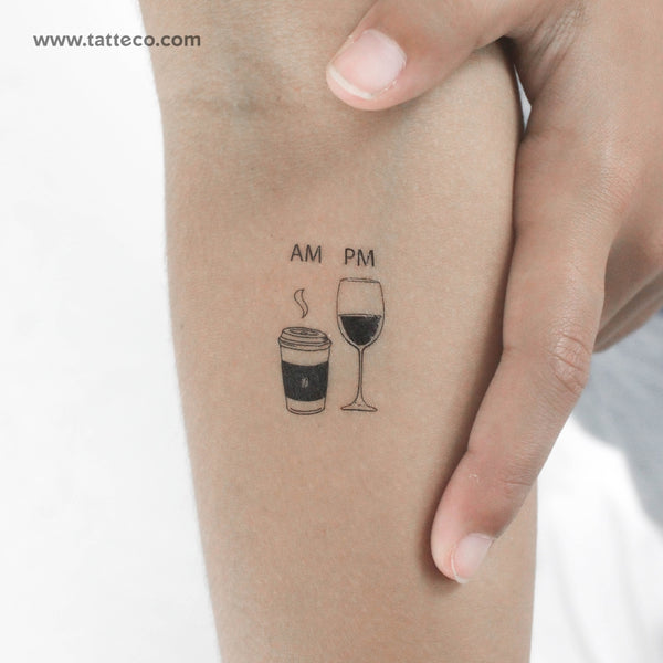 Wine and Coffee Temporary Tattoo - Set of 3