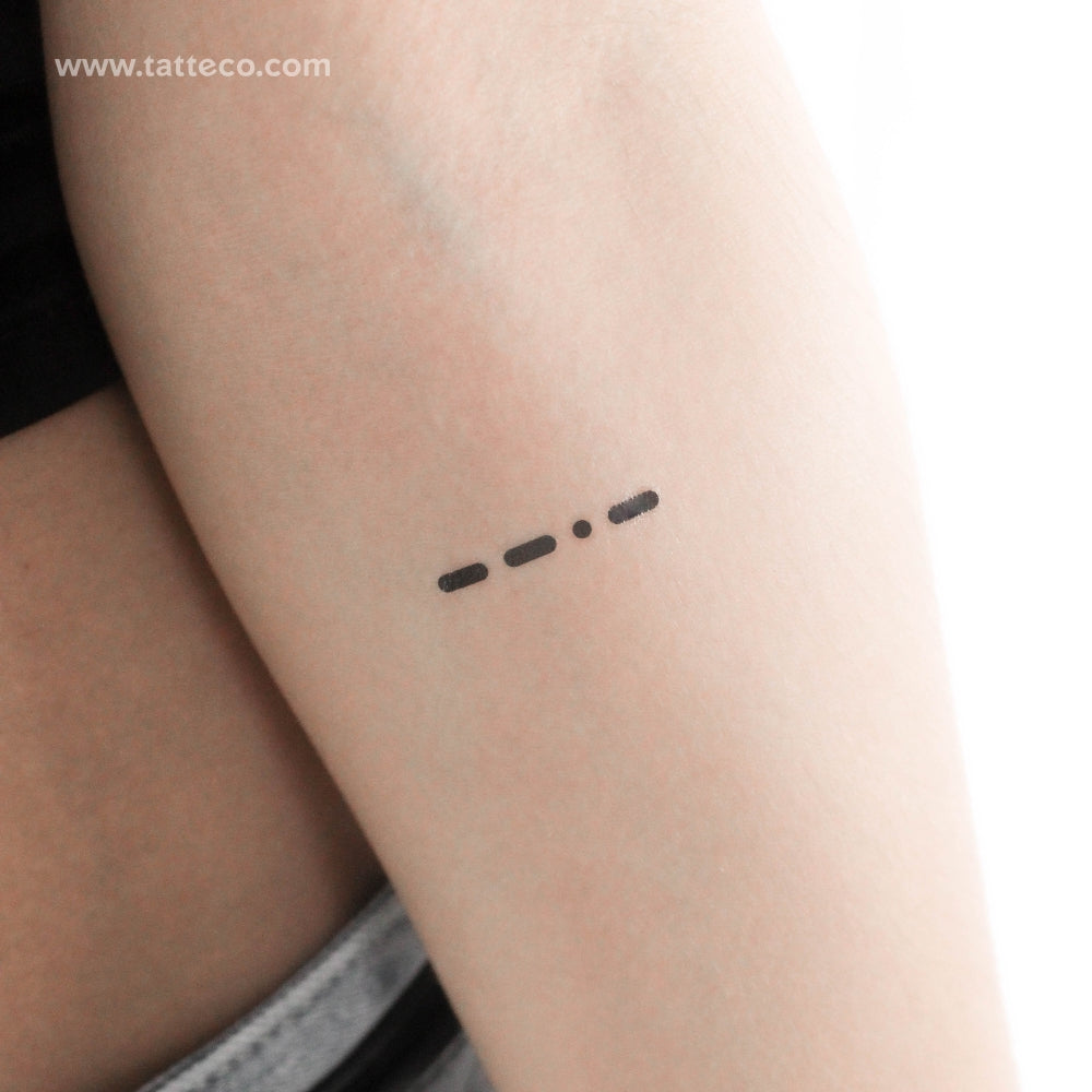 Morse Code Q Temporary Tattoo - Set of 3